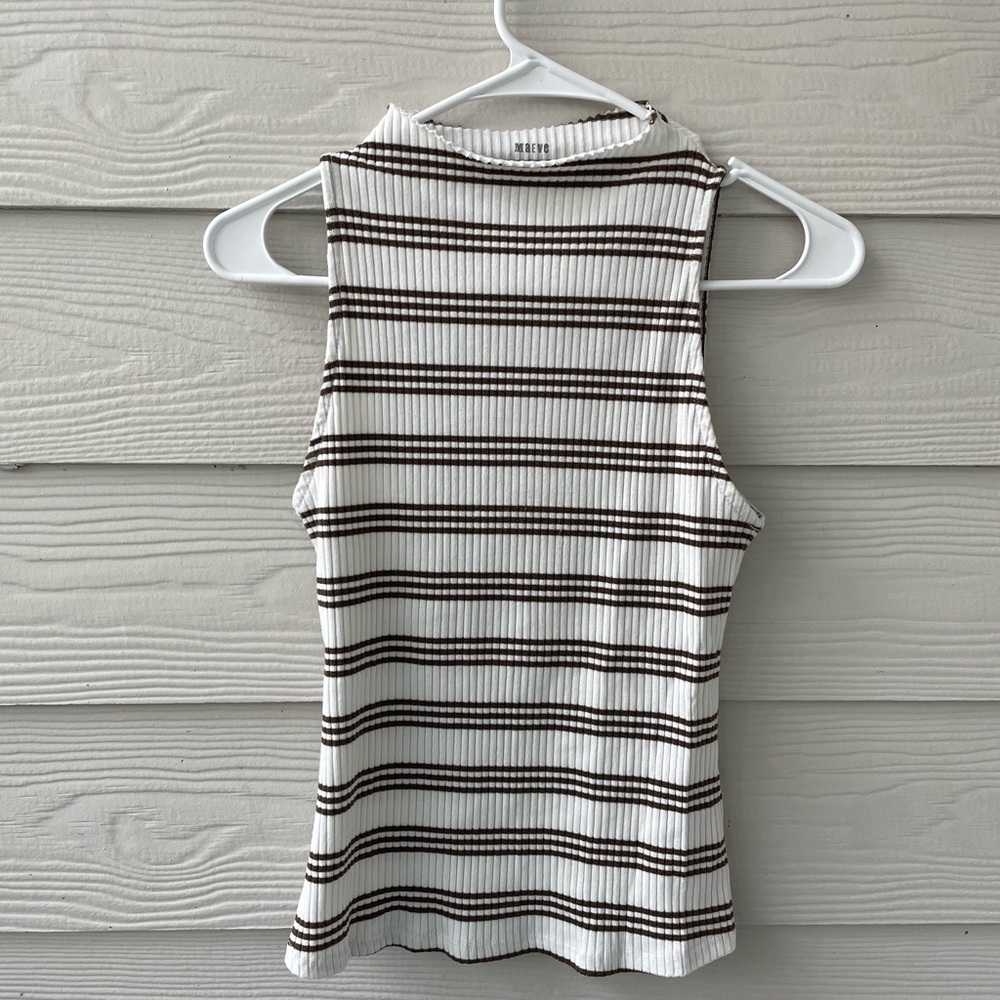 Anthropologie Maeve Striped Ribbed Mock Neck Tank Size XS